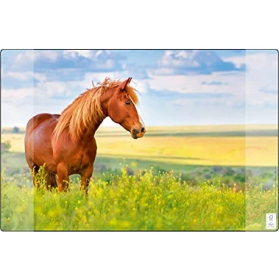 Image of Desk Mat Kangaro Horse Non Slip 38 x 58 cm with Two Pockets for Children, Teenagers and Study