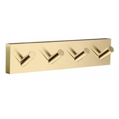 Image of Smedbo Quadruple Towel Hook &quot;House&quot; Polished Brass, Gold, 17.8 x 4 cm