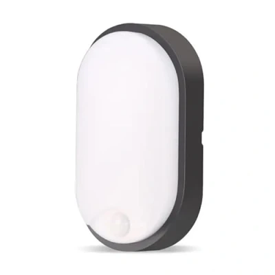 Image of Bright Source Outdoor 10w LED Black Oval Bulkhead, Black, IP65, 1000lm, PIR Motion Sensor, 3CCT 3000K 4000K 6000K