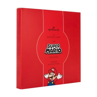 Image of Hallmark Birthday Cards, Multipack Nintendo, Super Mario Bros, Mario, Luigi, Princess Peach, Toad, Bowser, Gaming, Pack of 10, 5 Designs with Envelopes