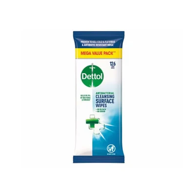Image of Dettol Antibacterial Surface Cleaning Wipes, 126 Count (Pack of 1)