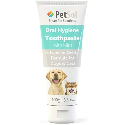 Image of PetSol Toothpaste for Dogs &amp; Cats (100g) Improve Gum, Tooth Health Oral Hygiene. Freshen Dog Breath Remove Reduce Plaque. Fresh Dental Care Teeth Cleaning Tartar Plaque Remover (Mint)