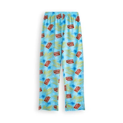 Image of Only Fools &amp; Horses Mens Lounge Pants Mange Tout All Over Print Graphic Pyjamas Bottom in Blue Classic Logo Pal Tree Flexible Waist Sleepwear TV Comedy Show Merchandise Gift