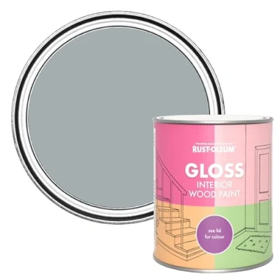 Image of Rust Oleum Grey Interior Wood Paint in Gloss Finish Mineral 750ml