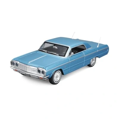 Image of Maisto M32908 1964 Chevrolet Impala Classic Car 1:24 Scale Incredibly Detailed Die Cast Replica Collectible Model Vehicle, Blue