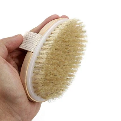 Image of TEEROVA Natural Bristle Dry Skin Body Brush Remove Dead And Toxins, Cellulite Treatment, Improves Lymphatic Functions, Exfoliates, Stimulates Blood Circulation