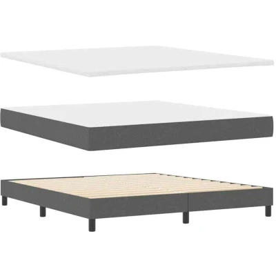 Image of vidaXL Box Spring Bed with Mattress Dark Grey, 180x200 cm, Fabric