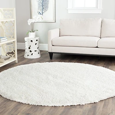Image of SAFAVIEH Shaggy Rug for Living Room, Dining Bedroom California Shag Collection, High Pile, in White, 201 X cm