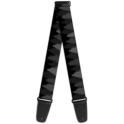 Image of Buckle Down GS W34289 Guitar Strap Pine Tree Silhouettes Black/Grays 2&quot; Wide 29 54&quot; Length
