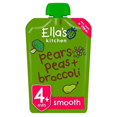 Image of Ella&#039;s Kitchen Organic Broccoli, Pears &amp; Peas Stage 1 120g Pack of 6