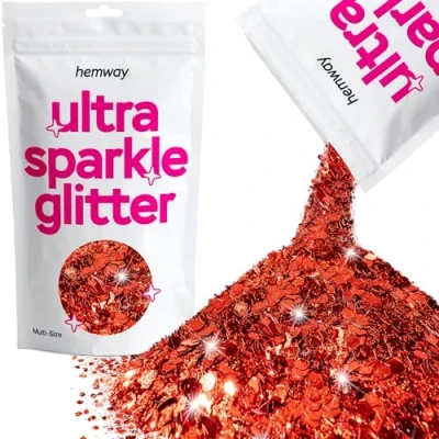 Image of Glitter Multi Size Red Ultra Sparkle Sequins Nail Face Festival Christmas Halloween Makeup Chunky Fine 100g / 3.5oz