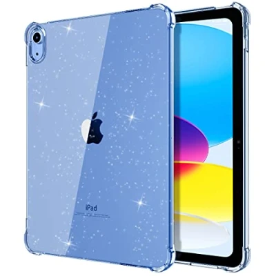 Image of TiMOVO for iPad 10th Generation Case Clear, 10 2022 (10.9 inch), Slim &amp; Light Weight TPU Protective Clear with Raised Edge and Transparent Back, Glitter