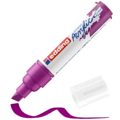 Image of edding 5000 acrylic marker broad purple 1 waterproof paint chisel nib 5 10 mm pen for drawing on canvas, art paper and wood markers pebbles