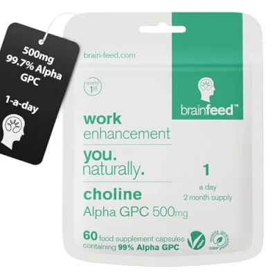 Image of Alpha GPC Capsules (60) 1 a Day 99.7%* Choline Supplement 500mg Nootropic Brain Supports Memory &amp; Cognition Acetylcholine