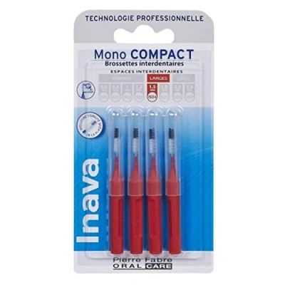 Image of Inava Interdental Brushes 1.5 mm Pack of 4 Mono Compact Red