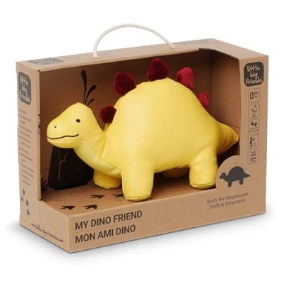 Image of Little Big Friends Dino Stimulate the Senses with Colors, Textures &amp; a Tinkling Bell Vegan Leather Easy to Clean Steffy Stegosaurus