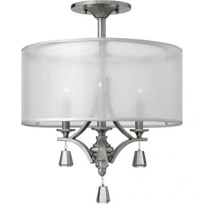 Image of Mime 3 Light Semi Flush Ceiling Brushed Nickel, E14