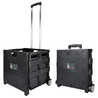 Image of Olympia Tools 85 010 Grand Pack N Roll Portable Carrier with Telescopic Handle, 80 Lb. Load Capacity, Black