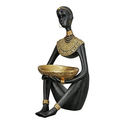 Image of GILDE Decorative figurine, Resin, Gold Black, Höhe 32 cm