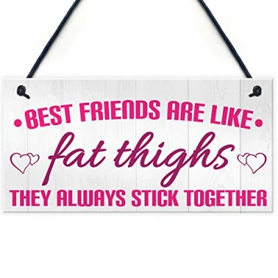 Image of RED OCEAN Best Friends Like Fat Thighs Novelty Hanging Plaque Friendship GIft Friend Sign