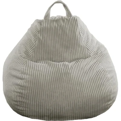Image of bananair Bean Bag Chair for Adults &amp; Kids Soft Elegant Corduroy Fabric Comfortable Foam Filling Removable Washable Cover Practical Bags, Easy to Transport (80x70 cm, Light Grey)