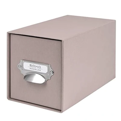 Image of SOHO CD Storage Box with Metal Index Holder Taupe