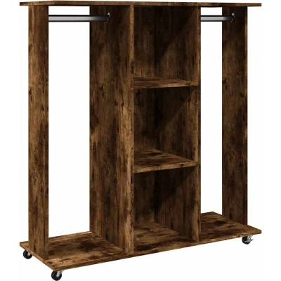 Image of vidaXL Wardrobe with Wheels Smoked Oak 102x38x110 cm Engineered Wood