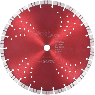 Image of vidaXL Diamond Cutting Disc with Turbo and Holes Steel 300 mm