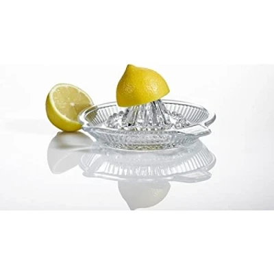 Image of DUHALINE Lemon Squeezer, Portable Citrus Juicer, Crystal Reamer Manual Juicer with Handle and Spout for Fresh Juice, Lime Orange, Heavy Clear Glass