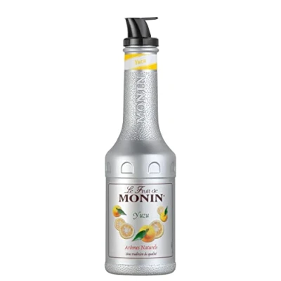 Image of MONIN Yuzu Fruit Mix Puree 1L for Cocktails, Smoothies and Mocktails. Vegan Friendly, Allergen Free, 100% Natural Flavours Colourings. 2 in 1 Sugar Syrup Hybrid