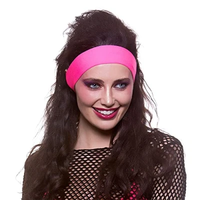 Image of Wicked Costumes Adults 80&#039;s Neon Pink Headband Fancy Dress Accessory