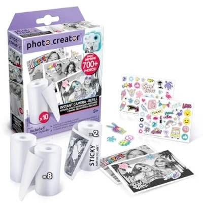 Image of Studio Creator Instant Camera Refill 10 Pack, Photo Creator, Over 700 Prints, Instantly Dry, Personalise Prints with Cool Stickers!, White (CLK 005)