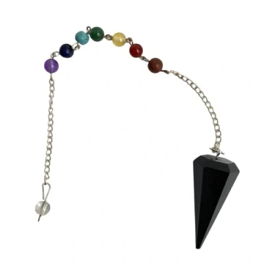 Image of VIE Pendulum with 7 Chakra Beaded Chain, Black Agate