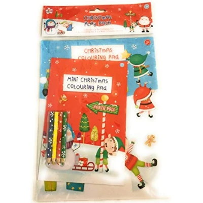 Image of Christmas Xmas Play Pack Colouring pad Book Snowman elf Santa