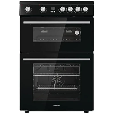 Image of Hisense HDE3211BBUK 60cm Electric Cooker with Ceramic Hob Black , A Rated Double Oven