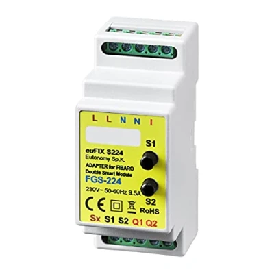 Image of Eutonomy euFIX S224 Adaptor for DIN Rail FIBARO Double Smart Module with Buttons