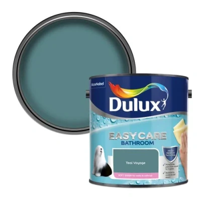 Image of Dulux Easycare bathroom Soft Sheen Paint Teal Voyage 2.5L