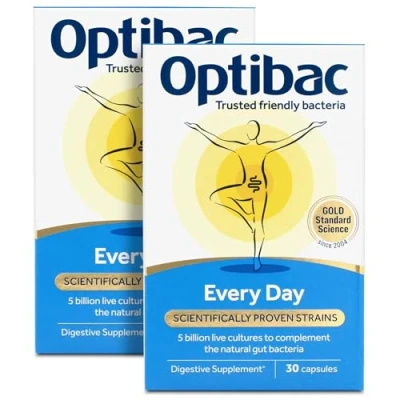 Image of Optibac Probiotics Every Day Digestive Probiotic Supplement with 5 Billion Bacterial Cultures &amp; FOS Fibres 60 Capsules
