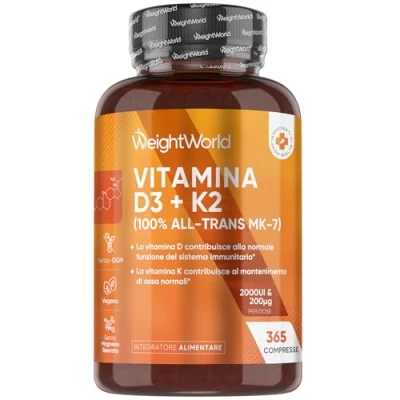 Image of Vitamin D3 K2 (MK 7) 2000IU 365 Vegan Micro Tablets (1 Year Supply) High Strength 200ug Supplement Immune &amp; Bone (Not Capsules) Higher Absorption