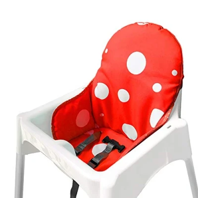 Image of ZARPMA Seat Covers Cushion for Ikea Antilop Highchair,Washable Foldable Baby Highchair Cotton Padded Insert Child Chair (Red)