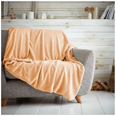 Image of GC GAVENO CAVAILIA Teddy Throws, Snuggle Blanket For Bed, Thermal Fleece Blankets, Peach, 200X240 Cm