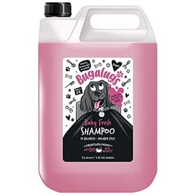 Image of BUGALUGS baby Fresh dog shampoo 5 Litre, 5L grooming products for smelly dogs with powder scent, best puppy fresh, conditioner, Vegan pet (5 Litre)