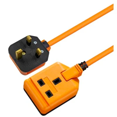 Image of Masterplug Heavy Duty Single Socket Extension Lead, 5 Metres, Orange