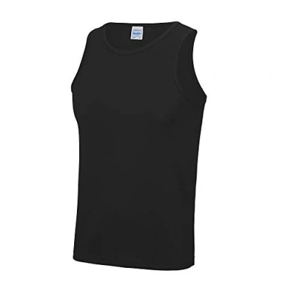 Image of Just Cool Mens Sports Gym Plain Tank / Vest Top (XL) (Jet Black)