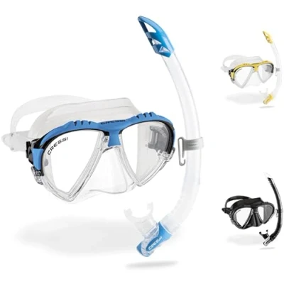 Image of Cressi Adult Matrix &amp; Gamma Mask Snorkel Set Clear/Yellow