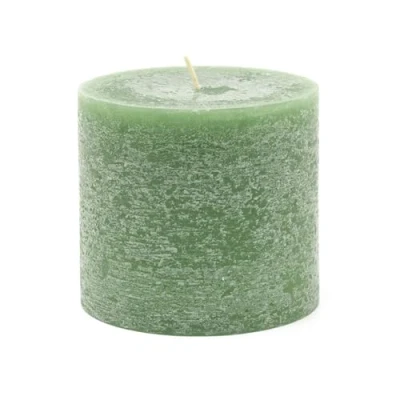 Image of Carousel Home Dark Green Unscented Pillar Candle Church Votive Lantern Block Decorative Chunky 10x9cm