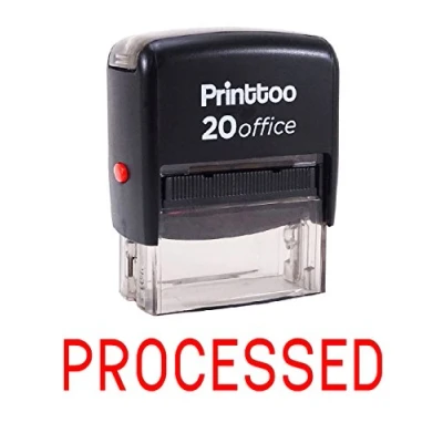 Image of Printtoo Processed Self Inking Rubber Stamp Office Stationary Custom Red