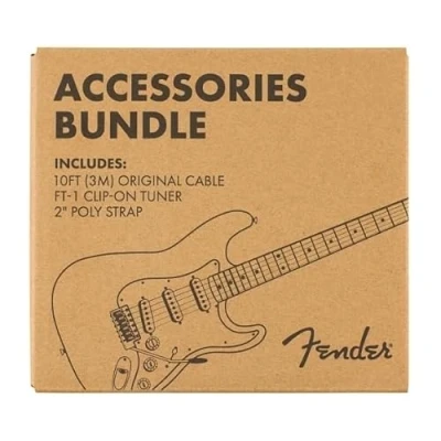 Image of Fender All in One Accessories Bundle Pack Includes Cable, Clip On Tuner &amp; Strap