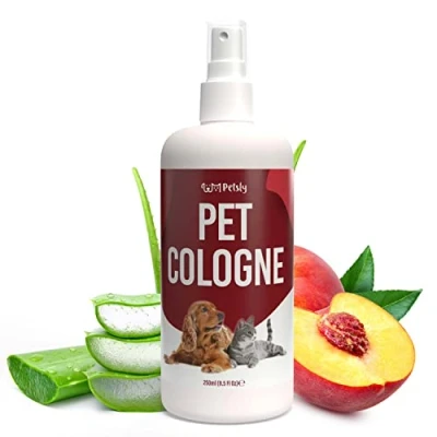 Image of Petsly Cat &amp; Dog Perfume Spray 250ml Deodorant Fragrance for Smelly Pets Peach Scented Cologne Fruity Dogs Cats Long Lasting Freshness Odor Control