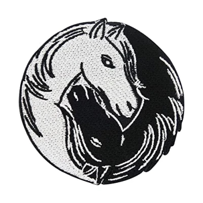 Image of Iron on Patch Yin &amp; Yang Horses Horse Head Patches, Patch, Pony, Riding Embroidery ironable Foal Badges Finally Home